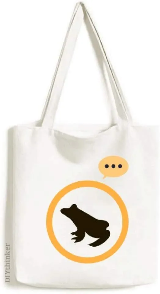 Black Frog Cute Animal Portrayal Expression Gift Sack Canvas Tote Shoulder Bag