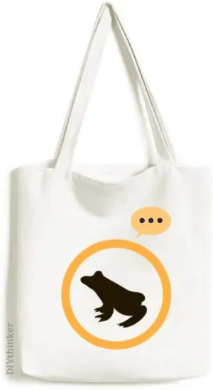 Black Frog Cute Animal Portrayal Expression Gift Sack Canvas Tote Shoulder Bag