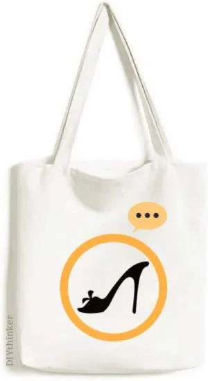 Black High Heels Flower Outline Pattern Expression Gift Sack Canvas Tote Shoulder Bag