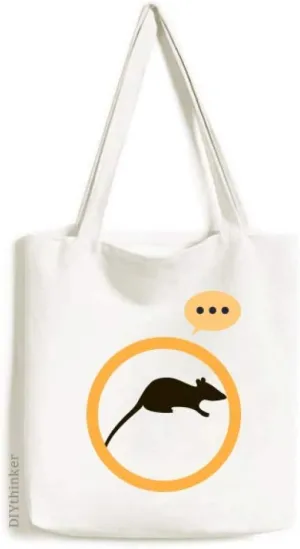 Black Mouse Animal Portrayal Expression Gift Sack Canvas Tote Shoulder Bag