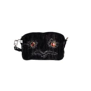 Black Owl Corduroy Crossbody Bag