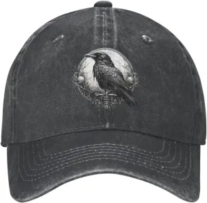 Black Raven Distressed Denim Ball Cap Retro Cool for Every Occasion