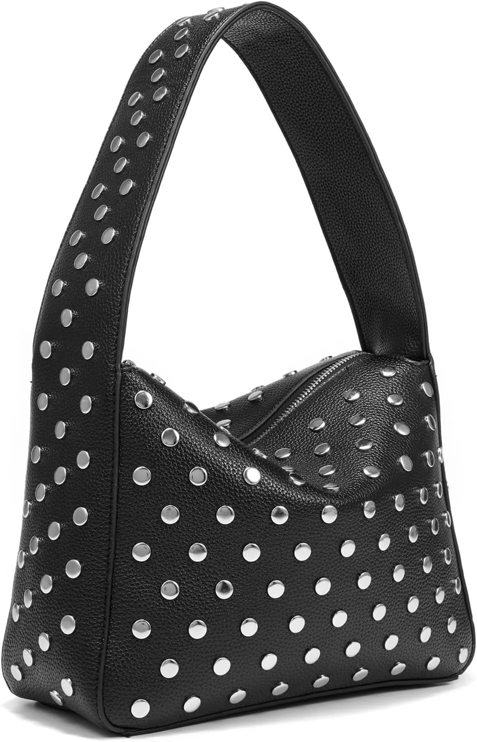 Black Studded Purses Hobo Shoulder Bag for Women Punk Y2K Purse for Women Handbag Soft Leather Large Capacity Streetwear Bags