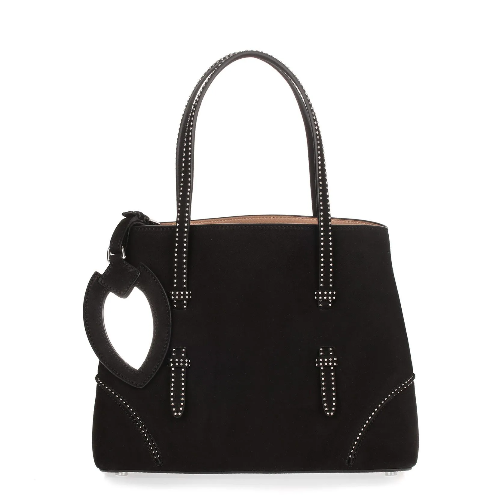 Black suede studded small tote