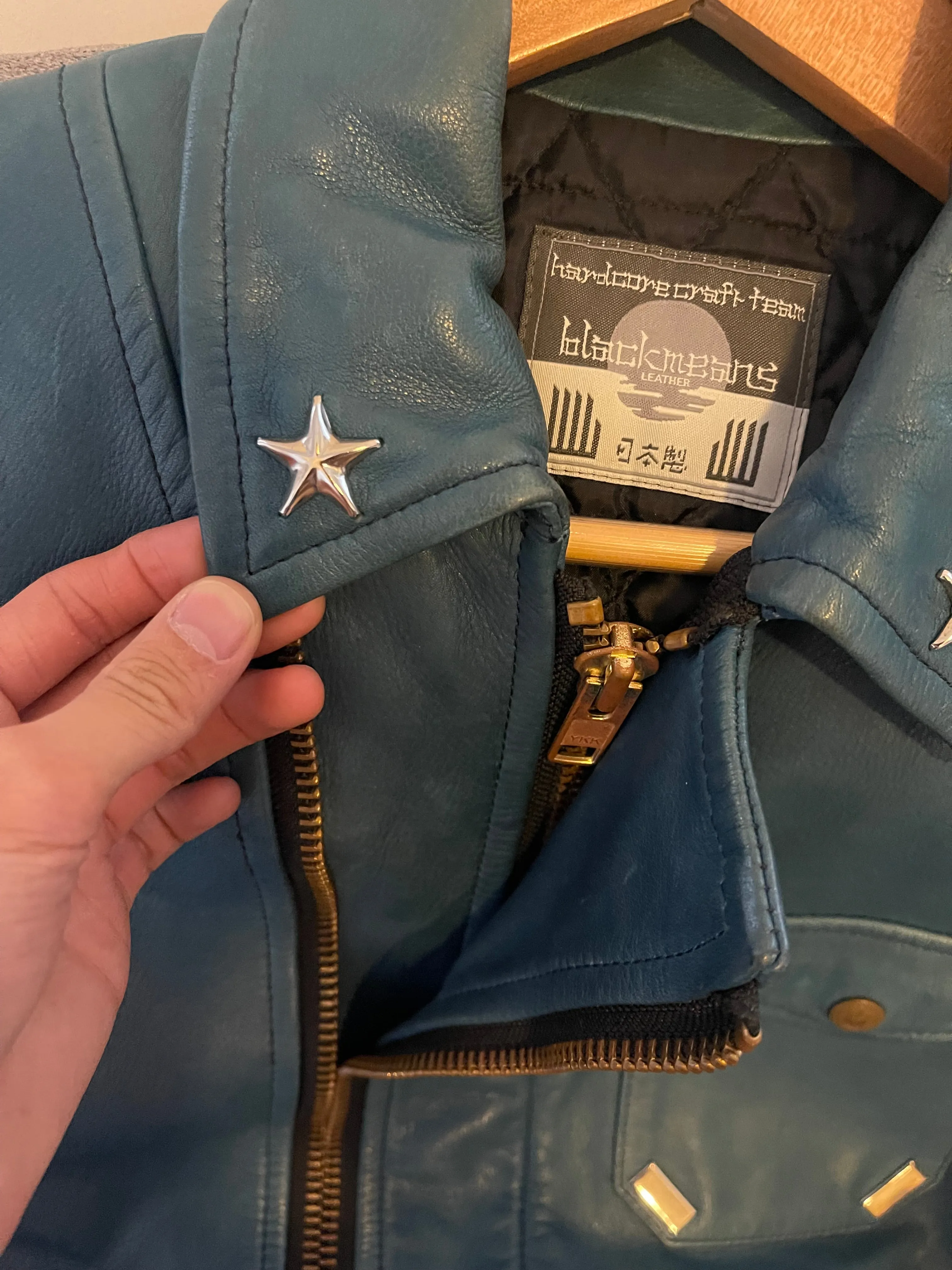 Blackmeans studded leather rider jacket