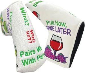 Blade Putter Cover, PU Leather with Embroidered Designs and Magnetic Closure