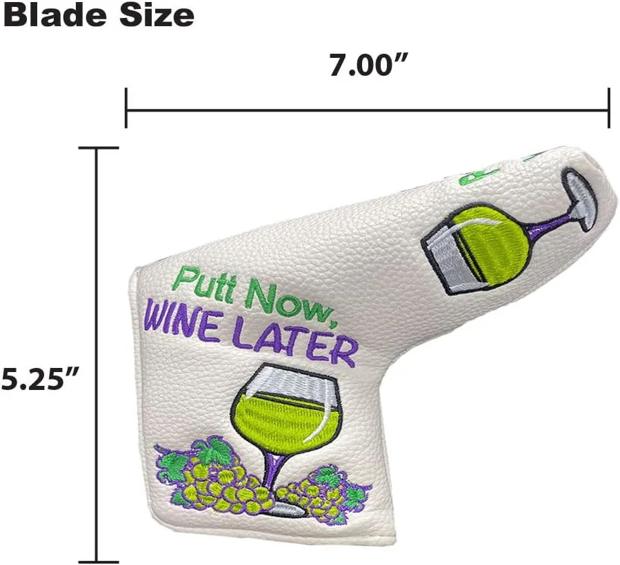 Blade Putter Cover, PU Leather with Embroidered Designs and Magnetic Closure