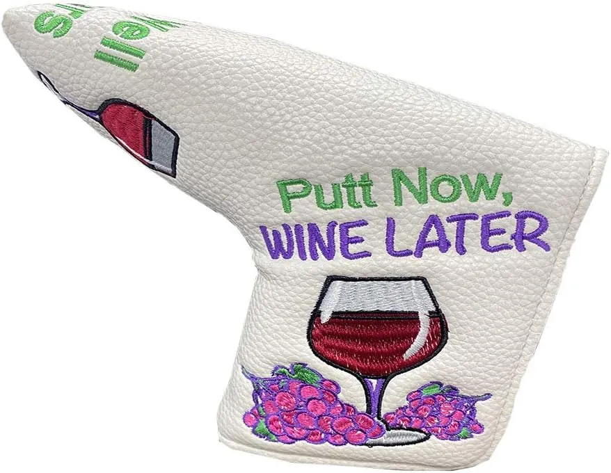 Blade Putter Cover, PU Leather with Embroidered Designs and Magnetic Closure