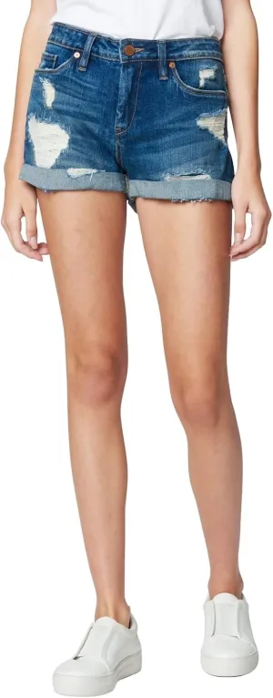 [BLANKNYC] Women's Denim Distressed Cuffed Short, Blue, 24