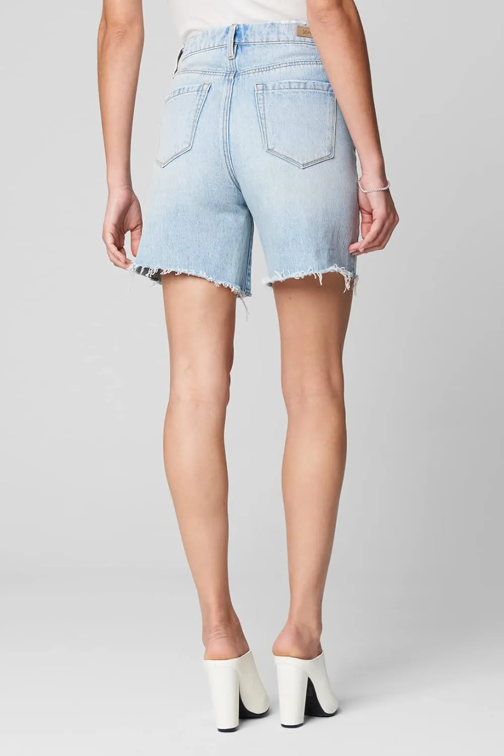 [BLANKNYC] Womens Luxury Clothing High Rise Distressed Denim Shorts, Comfortable & Fitting