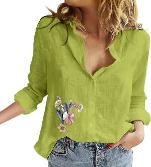 Blouses Button Shirts V Neck Casual Long Sleeve Loose Shirt Tops Tops for Women Button Up Shirt Women Blouses Button