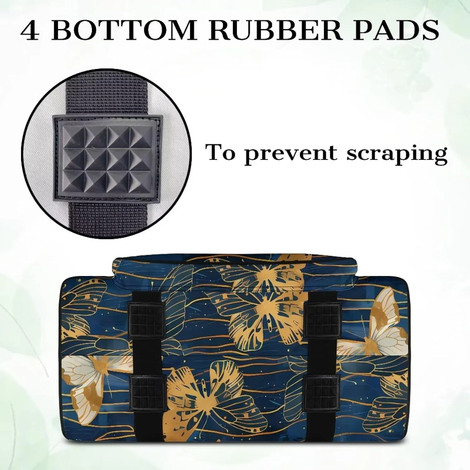 Blue and Golden Butterfly Sewing Machine Carrying Case Padded Storage Cover Carrying Case with Pockets, Suitable for Most Standard Singer, Brother