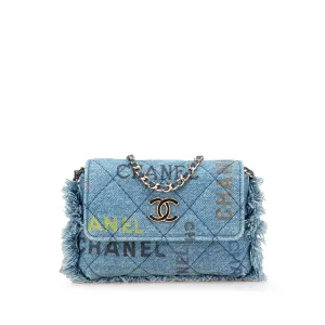 Blue Chanel Mini Denim Mood Clutch with Chain Crossbody Bag