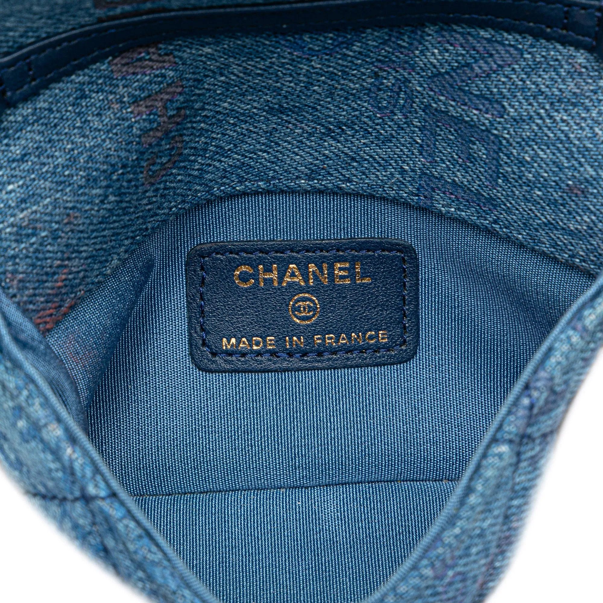 Blue Chanel Mini Denim Mood Clutch with Chain Crossbody Bag