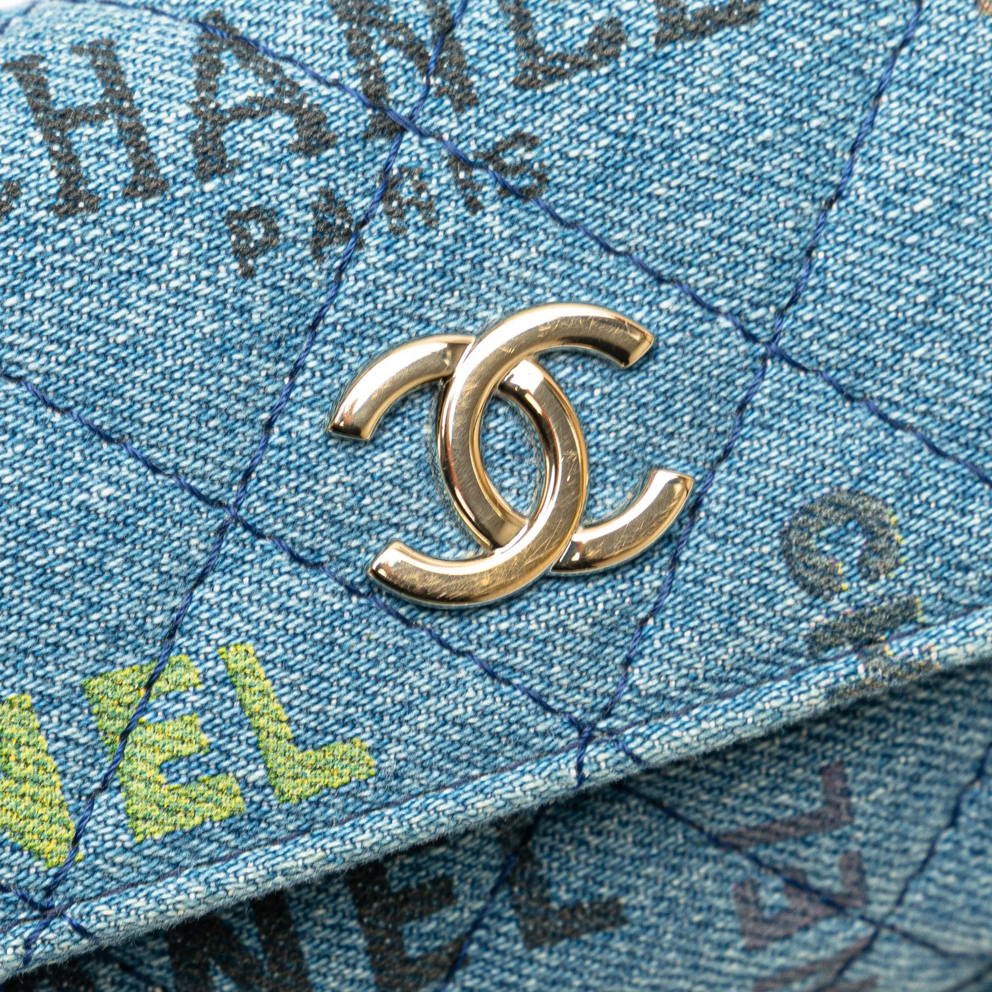 Blue Chanel Mini Denim Mood Clutch with Chain Crossbody Bag
