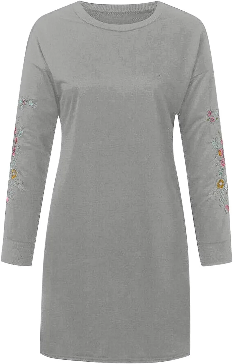 Boho Dresses for Women 2024 Long Sleeve Crewneck Aztec Ethnic Western Dress Causal Dressy Ethnic Print Mini Dresses