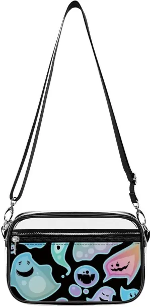 Boo Ghost Host Clear Stadium Bag Clear Mini Messenger Bags with 2 Compartments Crossbody Bag