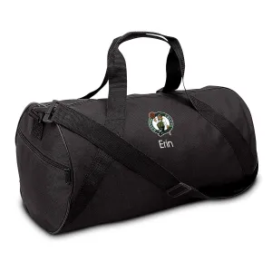 Boston Celtics Personalized Duffel Bags for Kids - Official NBA Logo Embroidery, Removable Shoulder Strap, Polyester, 19” x 14” (Black, Logo)