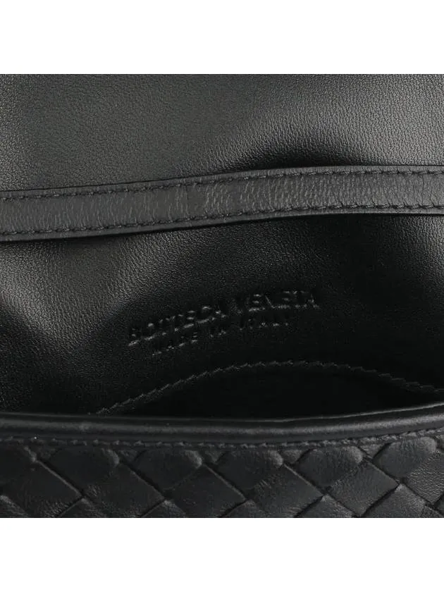Bottega Veneta Intrecciato Flap Mini Cross Bag Black