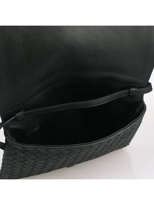 Bottega Veneta Intrecciato Flap Mini Cross Bag Black