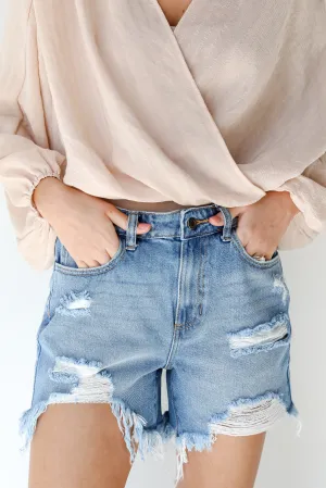Bottom Line Distressed Denim Shorts