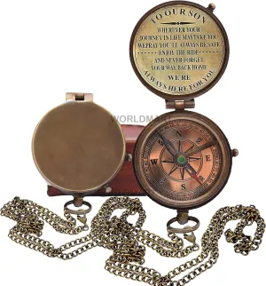 Brass Compass Gift to My Son/to Our Son/Son from Dad/Gift to Son from Mom A Perfect and Unique Gift with Leather Case