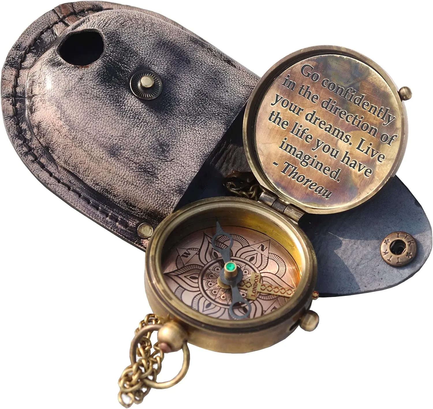 Brass Engraved Compass ''Go Confidently in The Direction of Your Dreams - Henry David Thoreau - Baptized Gift - Confirmation Gift, Groomsmen Gift, Baptism Gift Boy