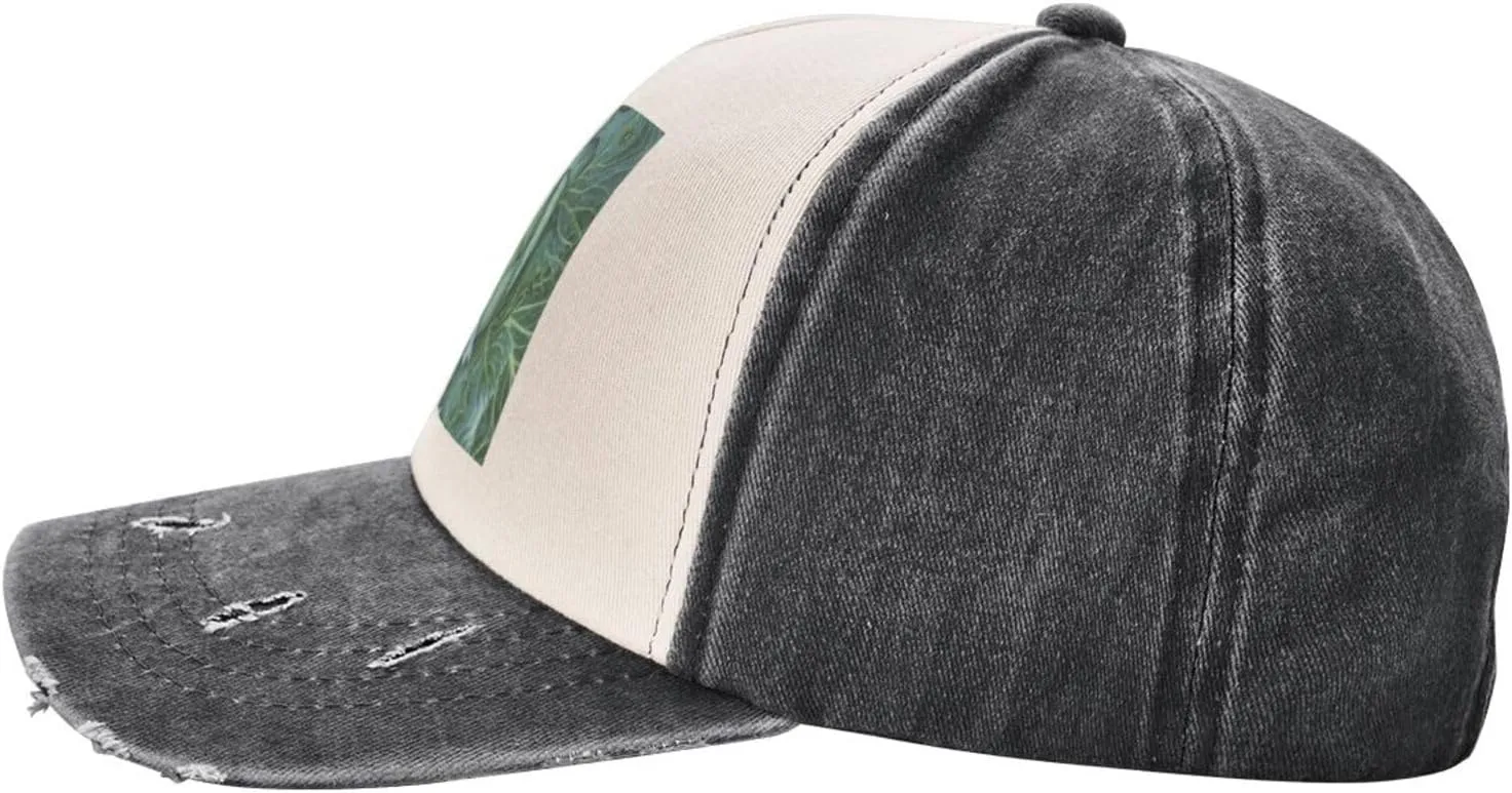 Bright Cabbage Print Golf Cap Washed Distressed Baseball Cap Adjustable Hat with Classic Suitable Hat