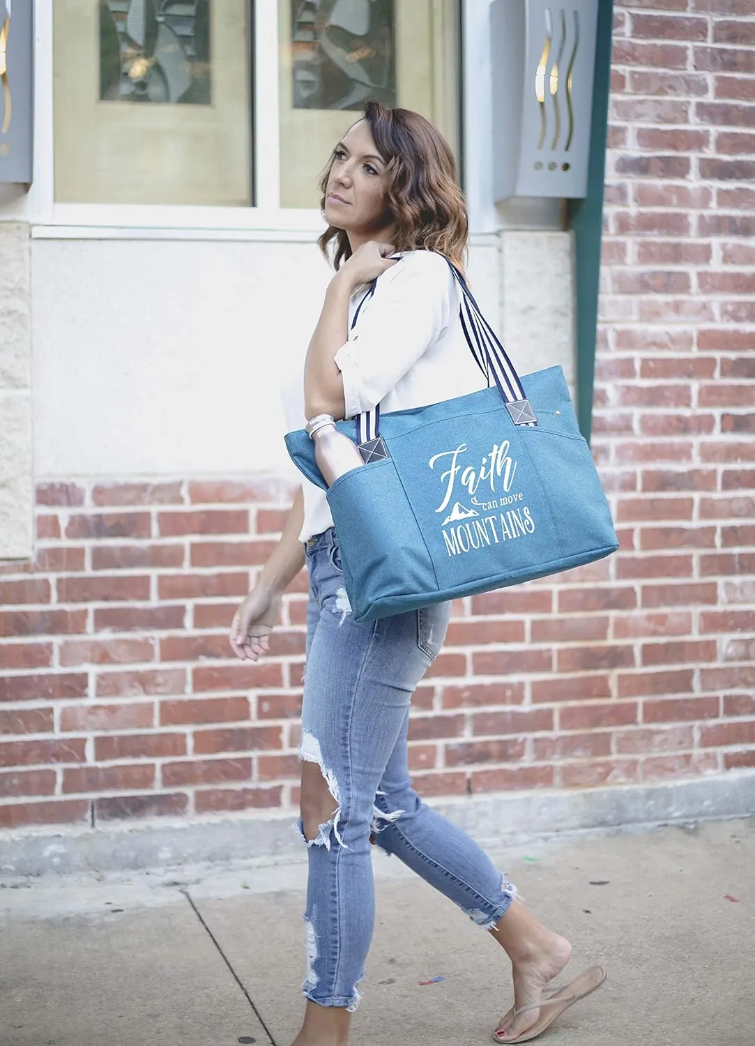 Brooke & Jess Designs Church Bags for Women - Bible Tote Bags for Women, Large Tote Bag for Womens with Zipper