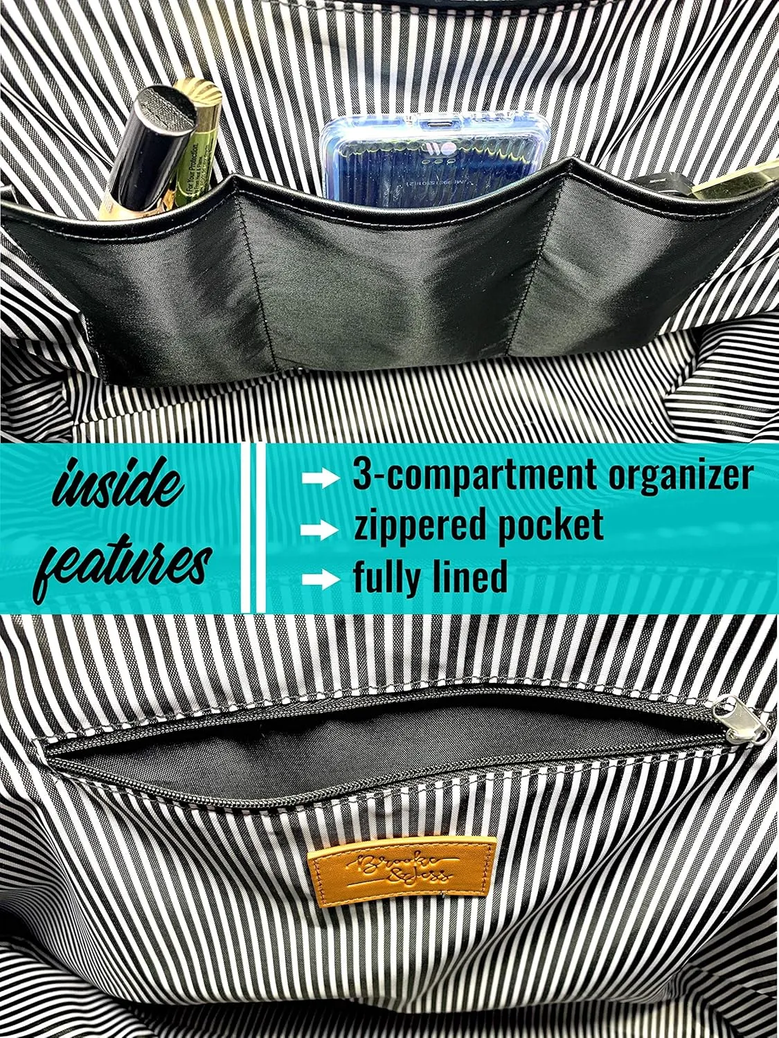 Brooke & Jess Designs Church Bags for Women - Bible Tote Bags for Women, Large Tote Bag for Womens with Zipper
