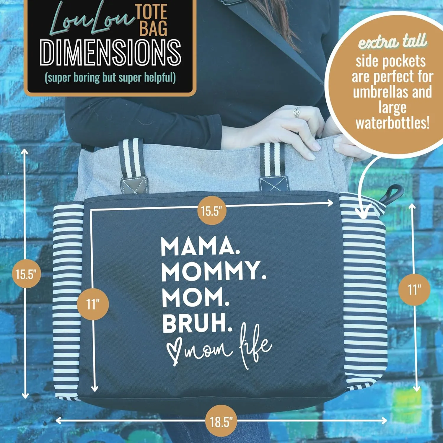 Brooke & Jess Designs Mom Bags for Everyday - Bags for Women with Zipper, Large Stylish Travel Bag, Work Bag