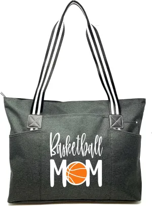 Brooke & Jess Designs Sports Mom Large Zippered Tote Bag with Pockets for Women
