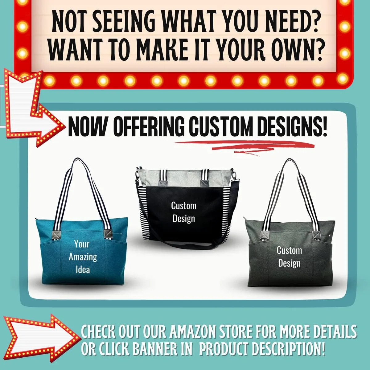Brooke & Jess Designs Sports Mom Large Zippered Tote Bag with Pockets for Women