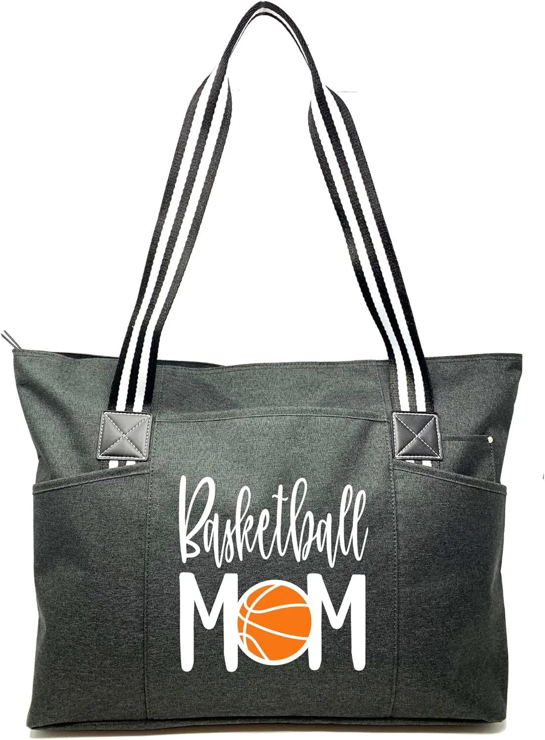 Brooke & Jess Designs Sports Mom Large Zippered Tote Bag with Pockets for Women