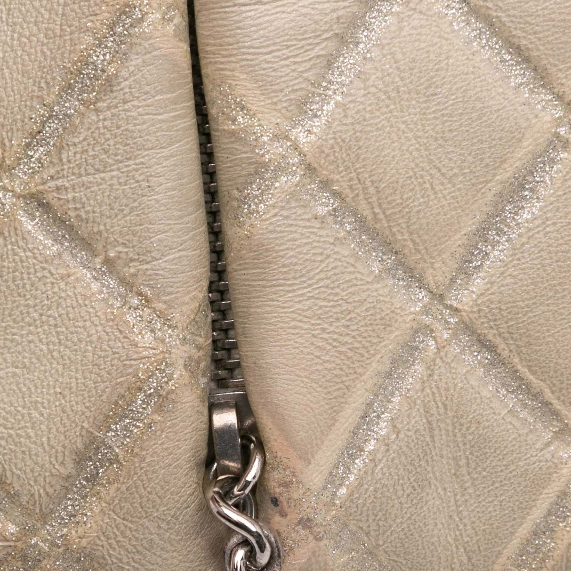 Brown Chanel Quilted Metallic Distressed Lambskin CC Crystal Flap Crossbody Bag