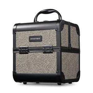 BYOOTIQUE Cosmetology Makeup Train Case 2-Tier Trays Portable Cosmetic Hairstylist Traveling Bag Storage Organizer Lockable Tattoo Box with Mirror for Artist Nail Tech,Rococo GainsBoro