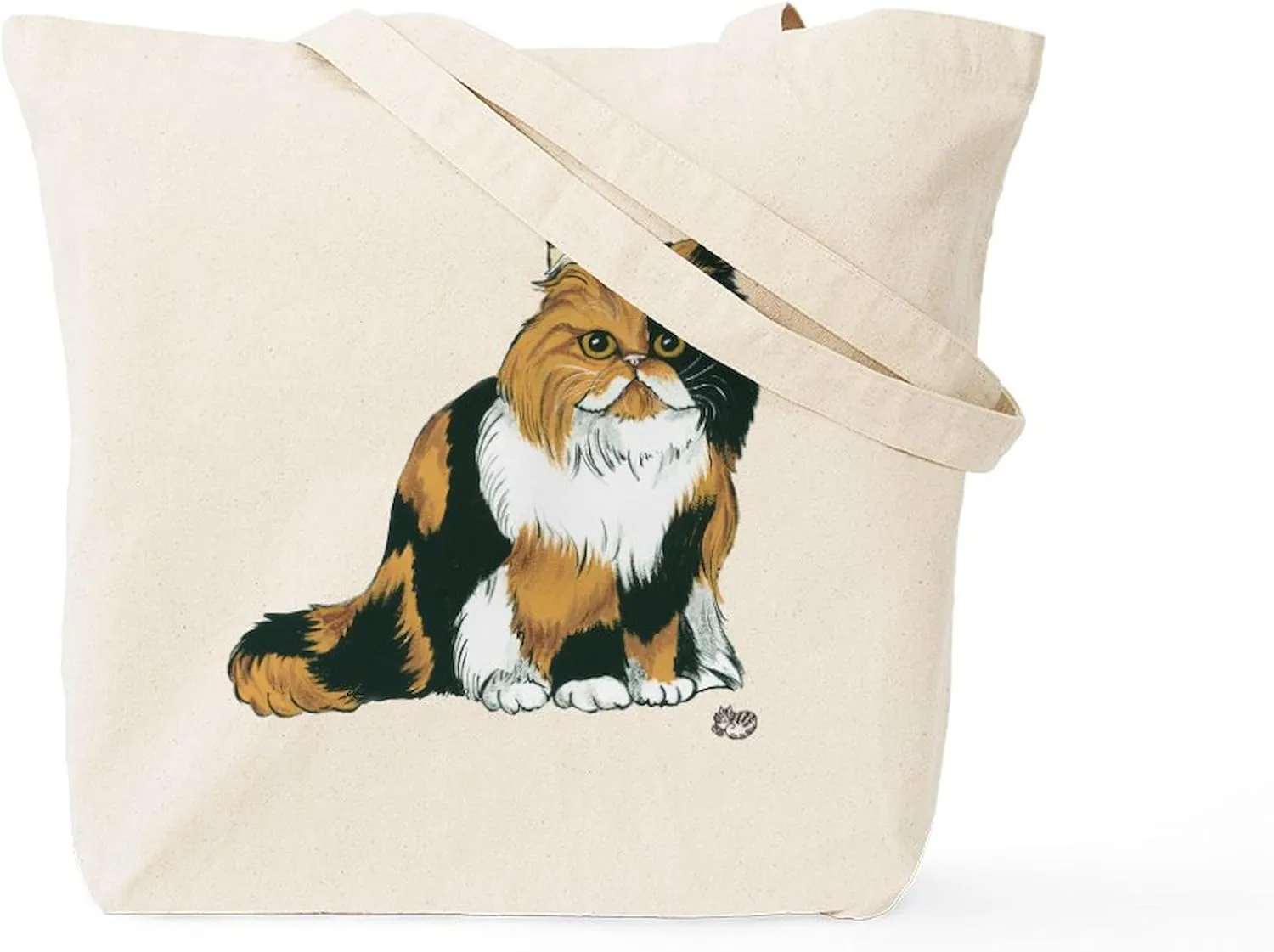 CafePress Calico Persian Tote Bag Reusable Natural Beige Canvas Shopping Bag