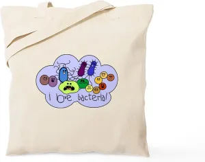 CafePress I Love Bacteria Tote Bag Reusable Natural Beige Canvas Shopping Bag