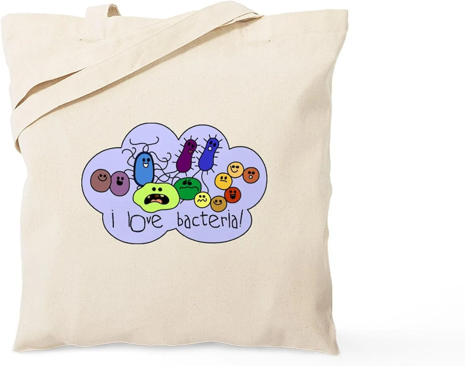 CafePress I Love Bacteria Tote Bag Reusable Natural Beige Canvas Shopping Bag