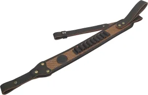 CALYX Hunting Rifle Bandolier Sling Canvas & Leather Gun Strap with Cartridge Ammo Holder for 1 inch Gun Swivel 308 223 30-30 30.06 45-70 357