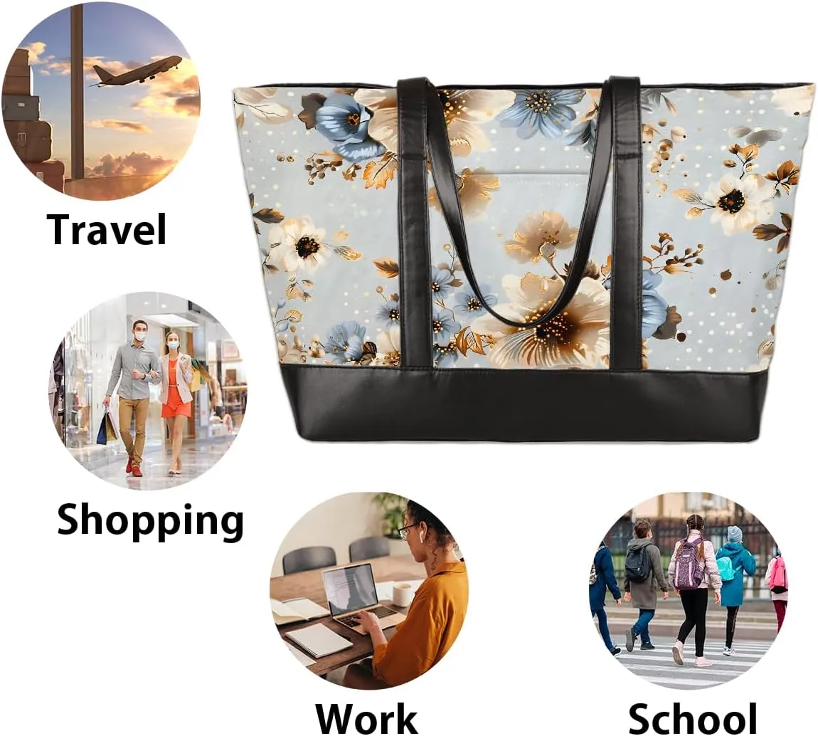 Canvas Laptop Tote Bag for Women Animal Eyes Cute 15.6 Inch Large Capacity Computer Bag