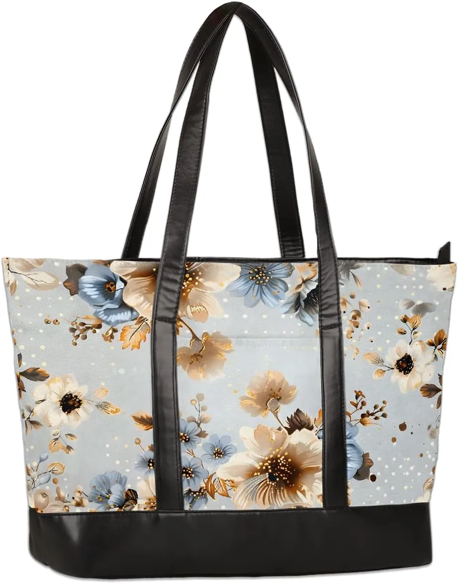 Canvas Laptop Tote Bag for Women Animal Eyes Cute 15.6 Inch Large Capacity Computer Bag