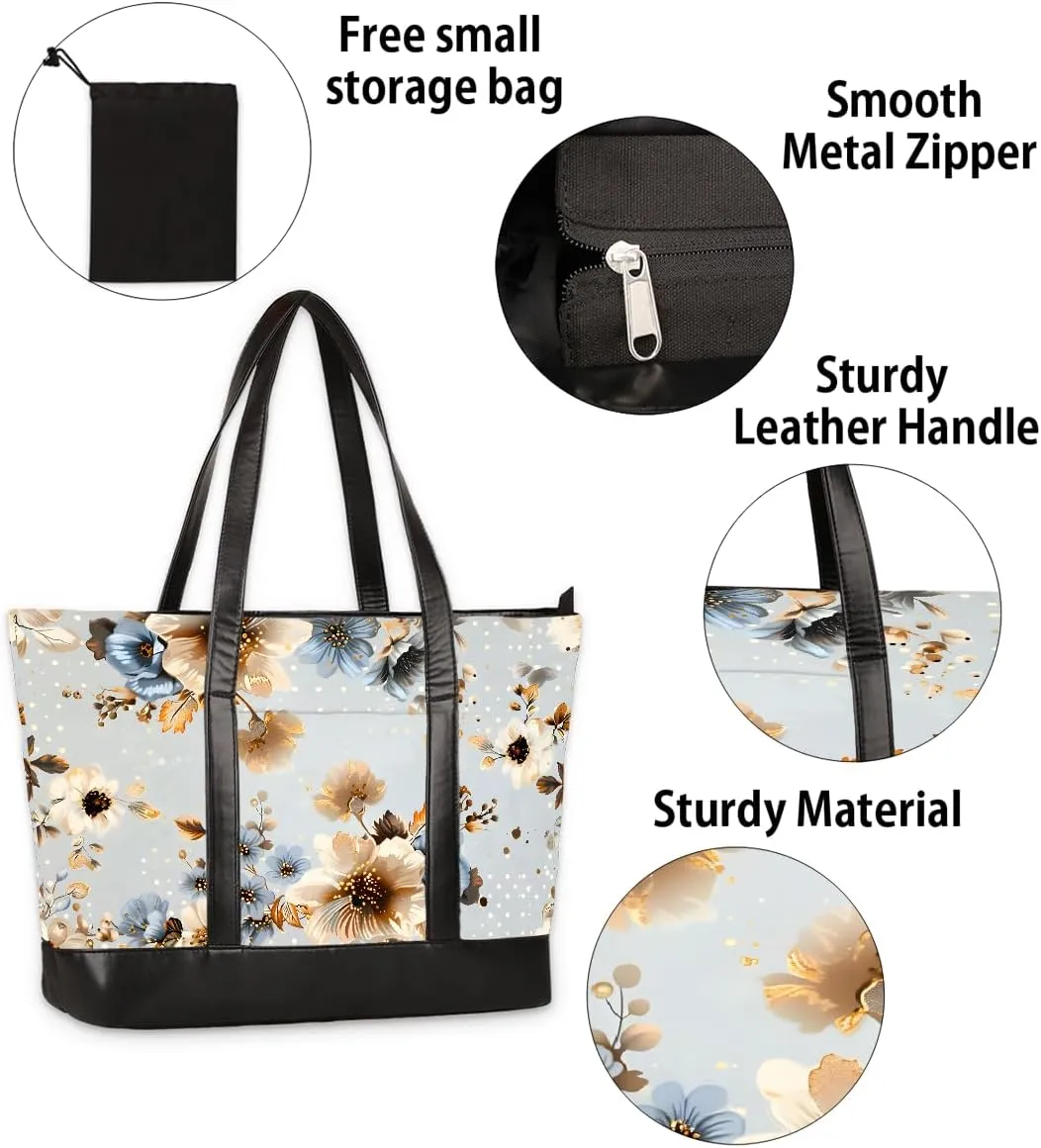 Canvas Laptop Tote Bag for Women Animal Eyes Cute 15.6 Inch Large Capacity Computer Bag
