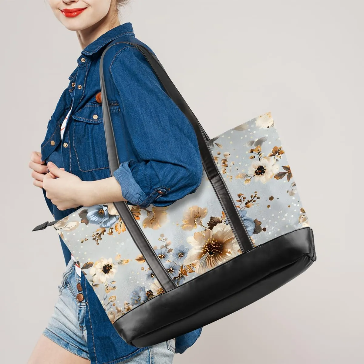 Canvas Laptop Tote Bag for Women Animal Eyes Cute 15.6 Inch Large Capacity Computer Bag