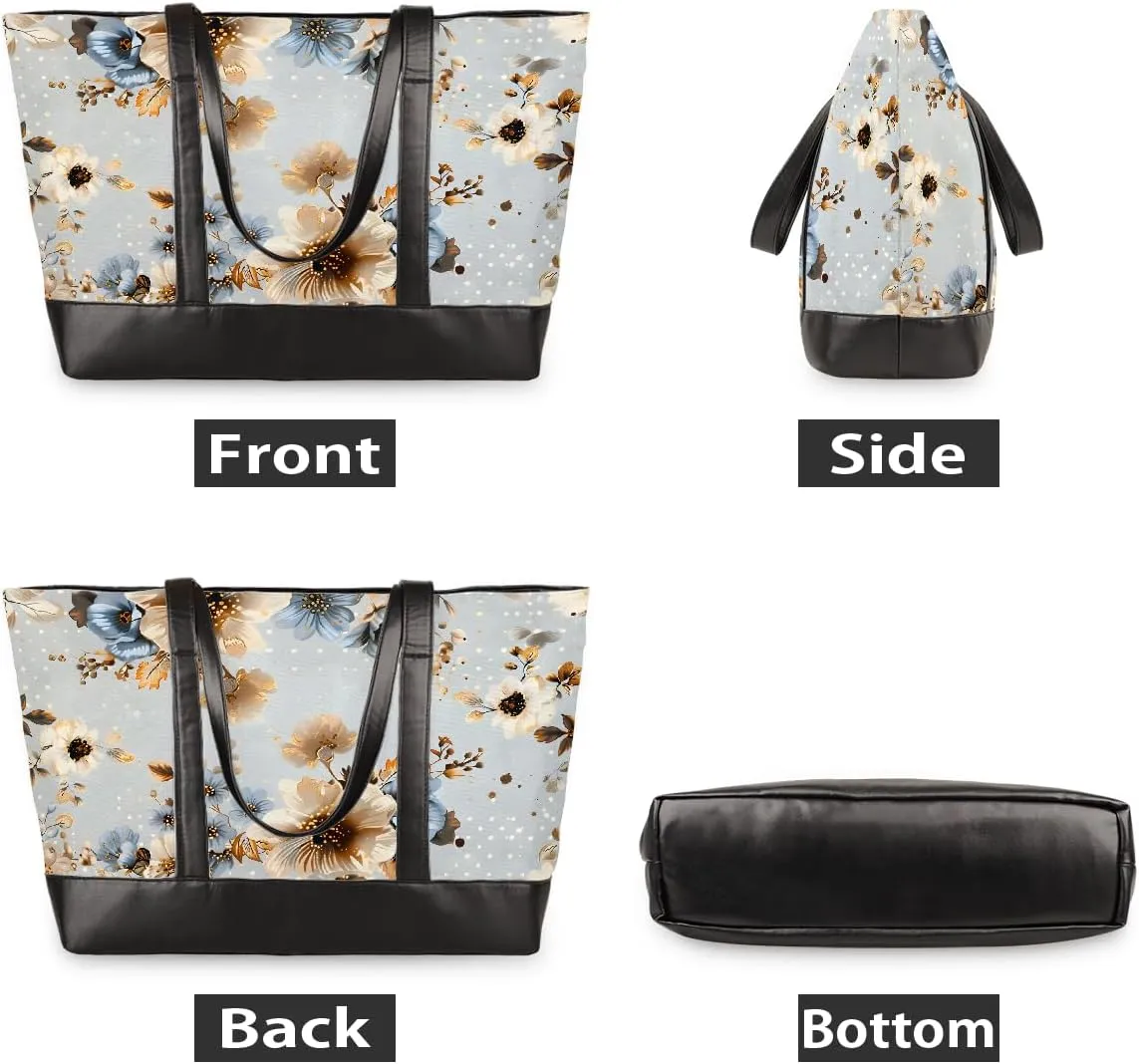 Canvas Laptop Tote Bag for Women Animal Eyes Cute 15.6 Inch Large Capacity Computer Bag