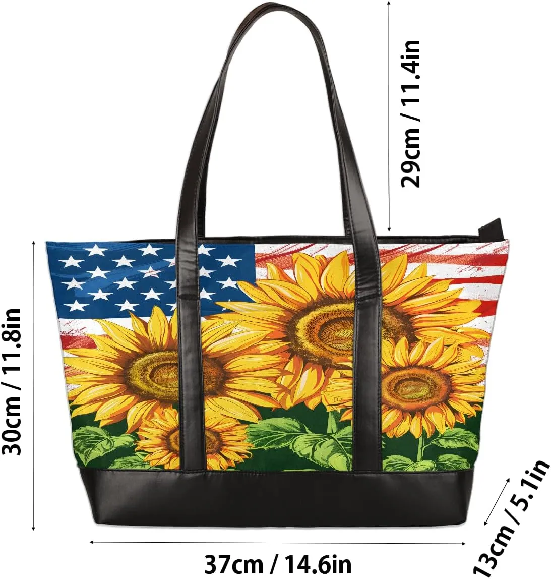 Canvas Laptop Tote Bag for Women Flower Sunflowers Flag 15.6 Inch Large Capacity Computer Bag