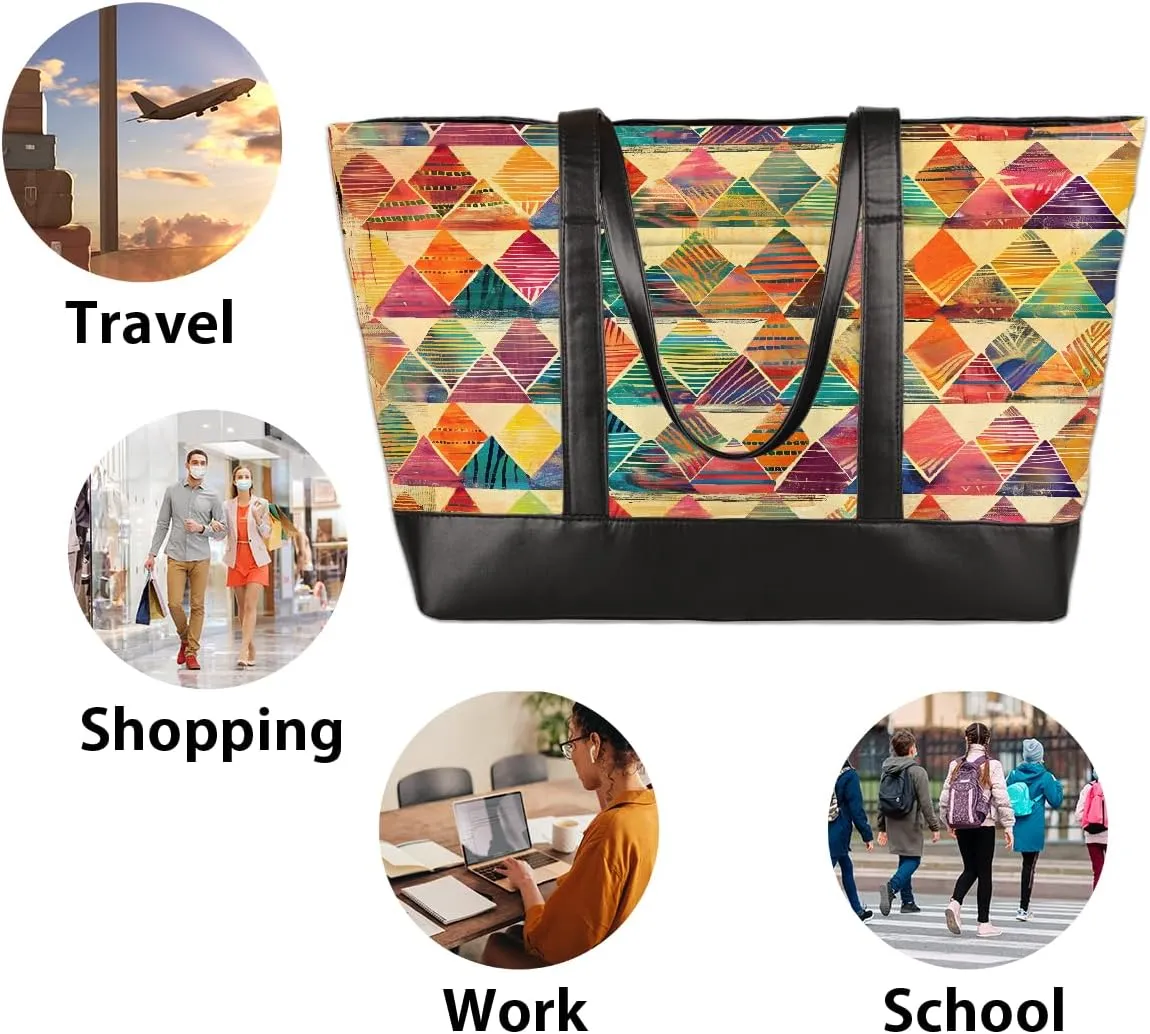 Canvas Laptop Tote Bag for Women Fruit Lemon Yellow Realistic 15.6 Inch Large Capacity Computer Bag