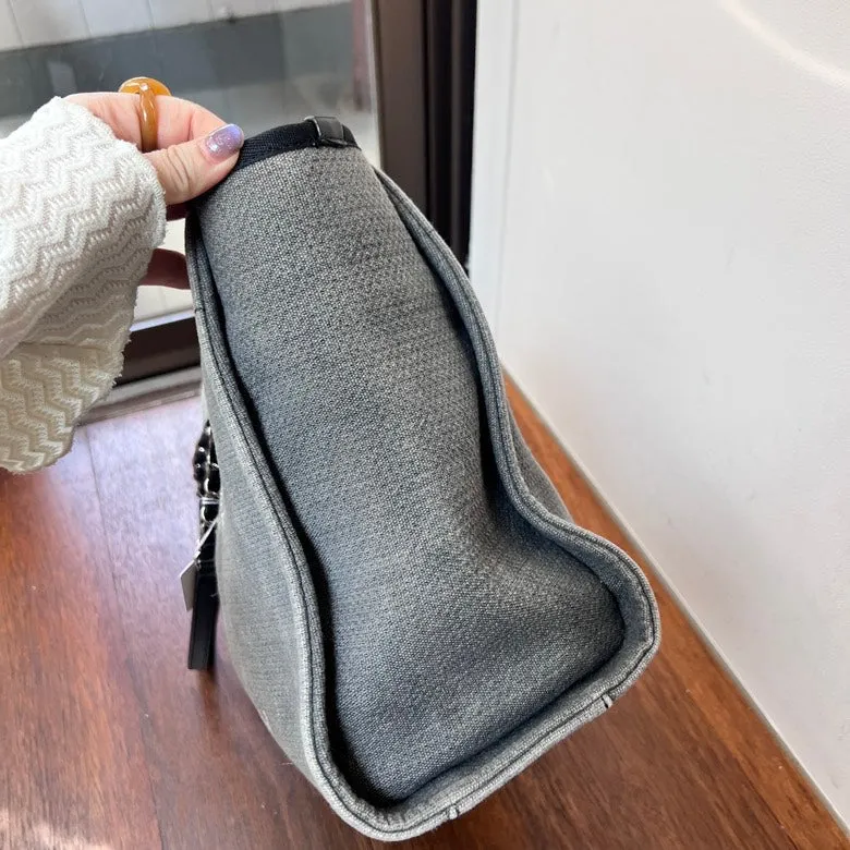 Canvas Preloved Chanel Tote Bag Gray AG285 in Efficient returns Courteous