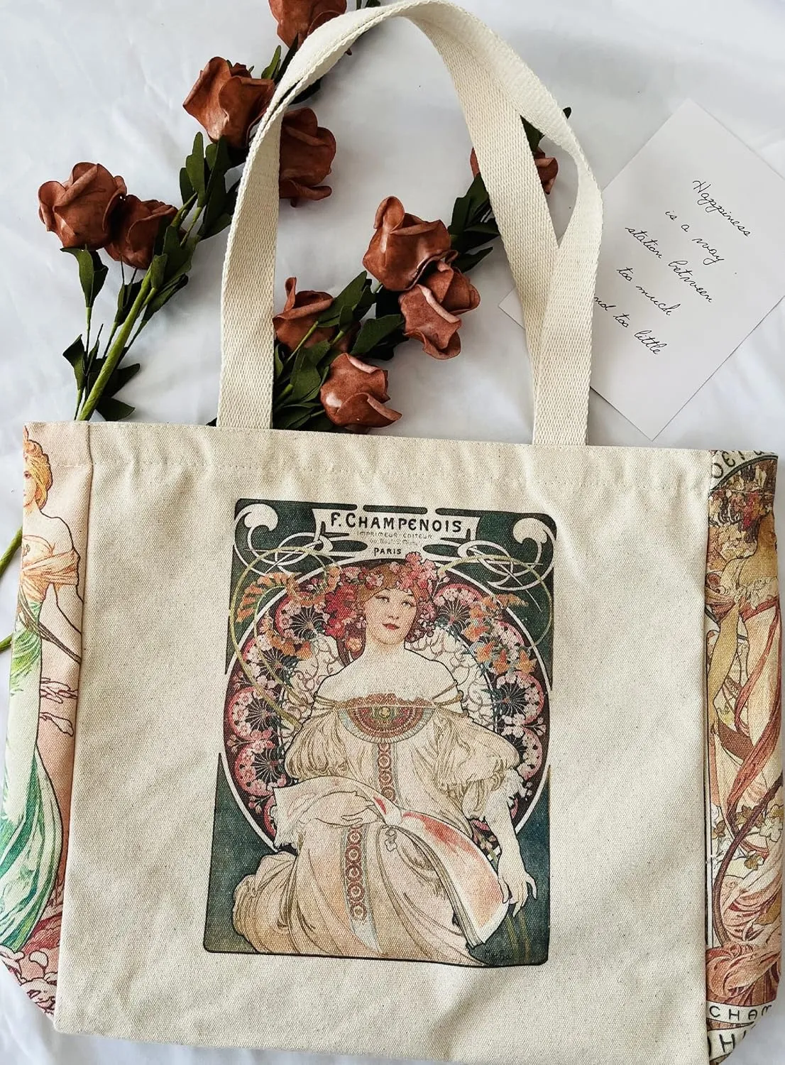 Canvas Tote Bag Aesthetic Vintage Cute Tote with Zipper Pockets Valentines Christmas Gifts for Women Girls