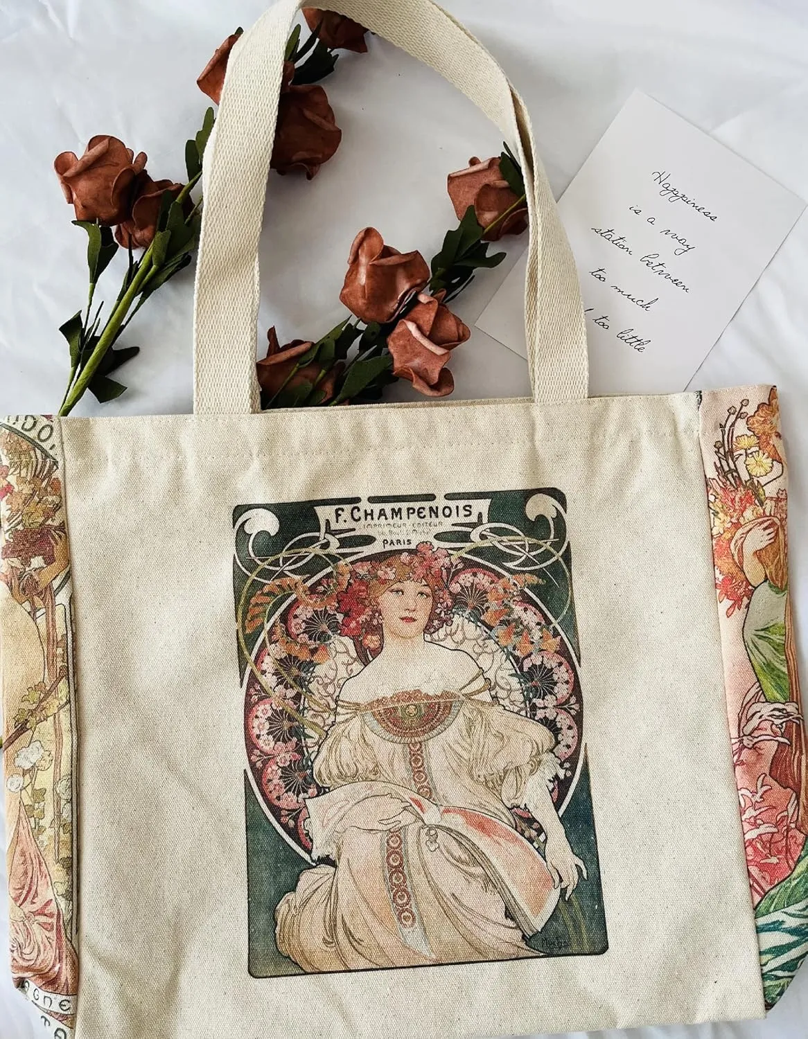 Canvas Tote Bag Aesthetic Vintage Cute Tote with Zipper Pockets Valentines Christmas Gifts for Women Girls